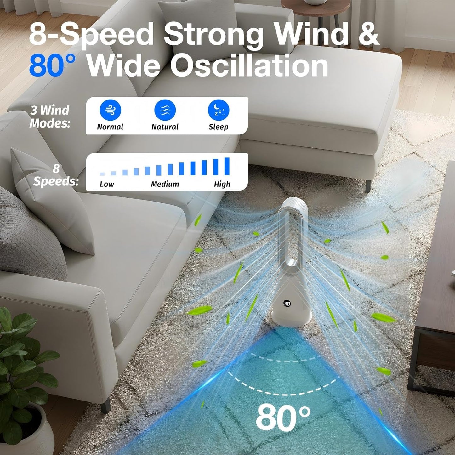ADVWIN Bladeless Tower Fan with Activated Carbon Filter Remote Control DEMO