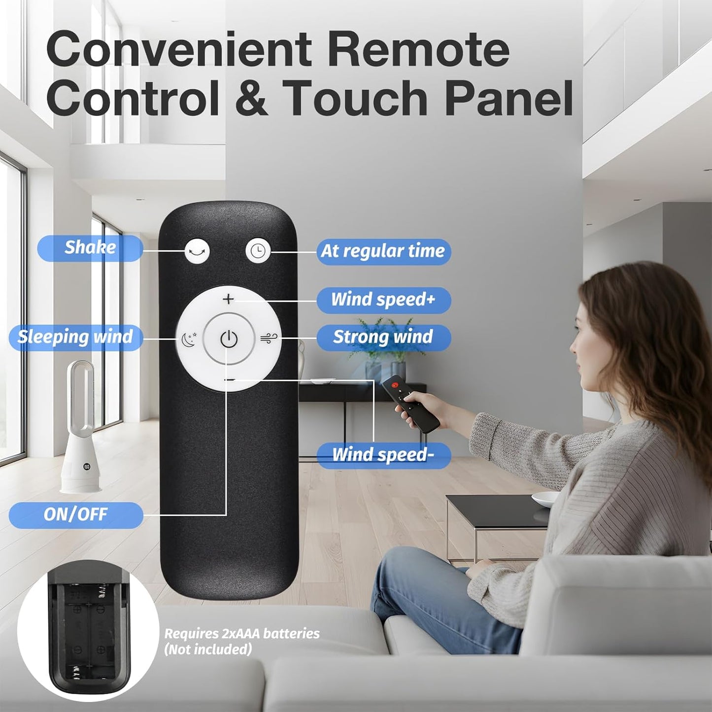 ADVWIN Bladeless Tower Fan with Activated Carbon Filter Remote Control DEMO