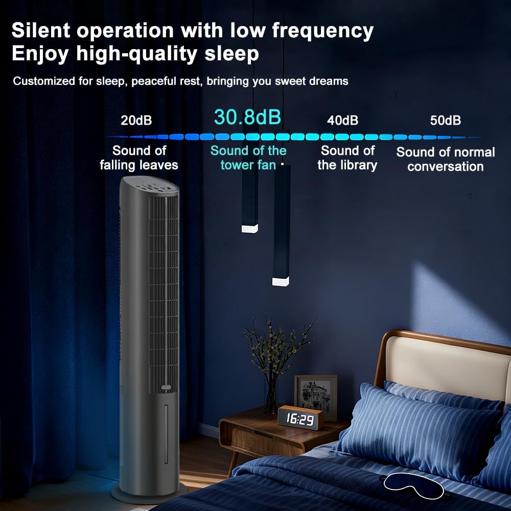 BELEAAD 3L Evaporative Air Cooler Tower Fan with 98cm Height, Black Size DEMO