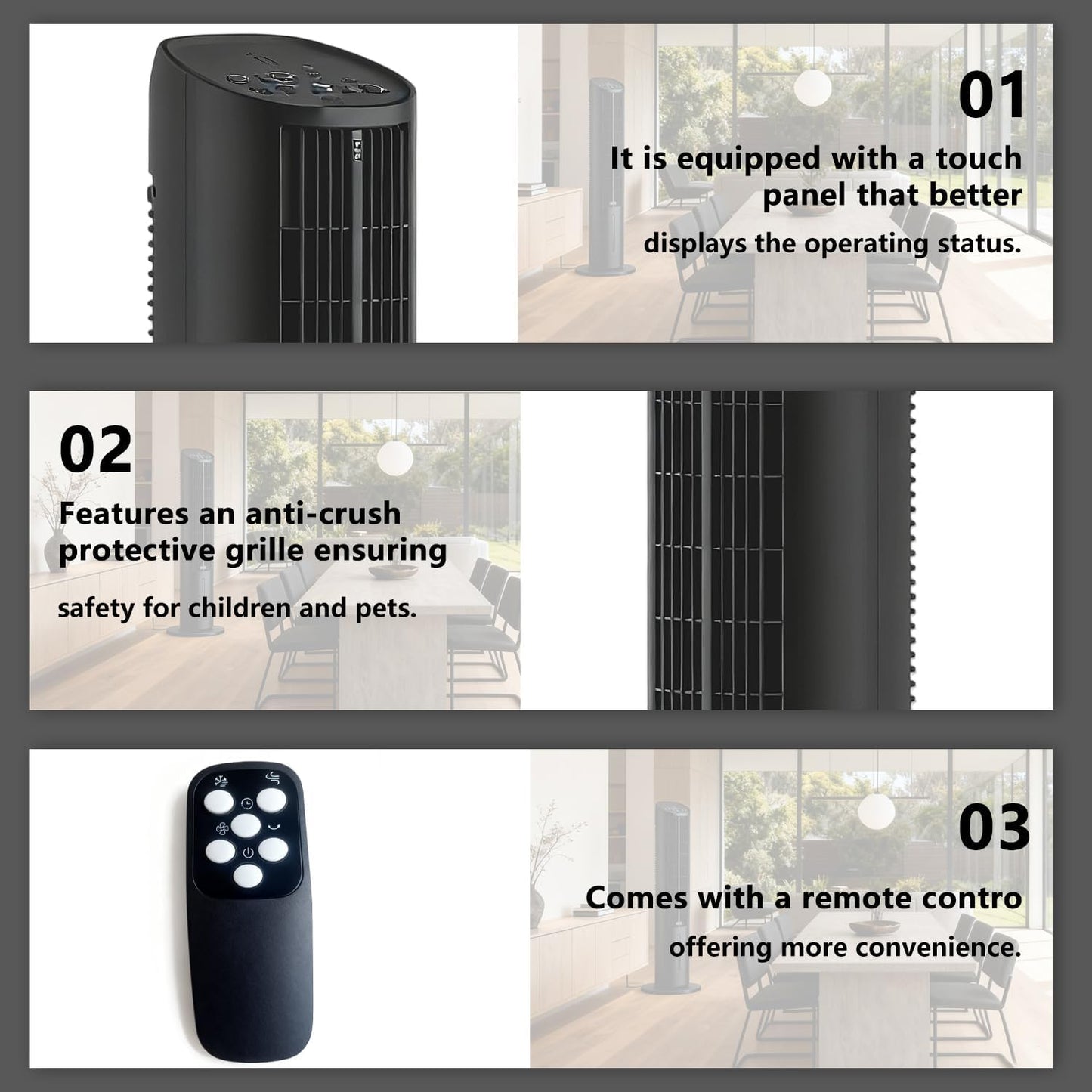 BELEAAD 3L Evaporative Air Cooler Tower Fan with 98cm Height, Black Size DEMO