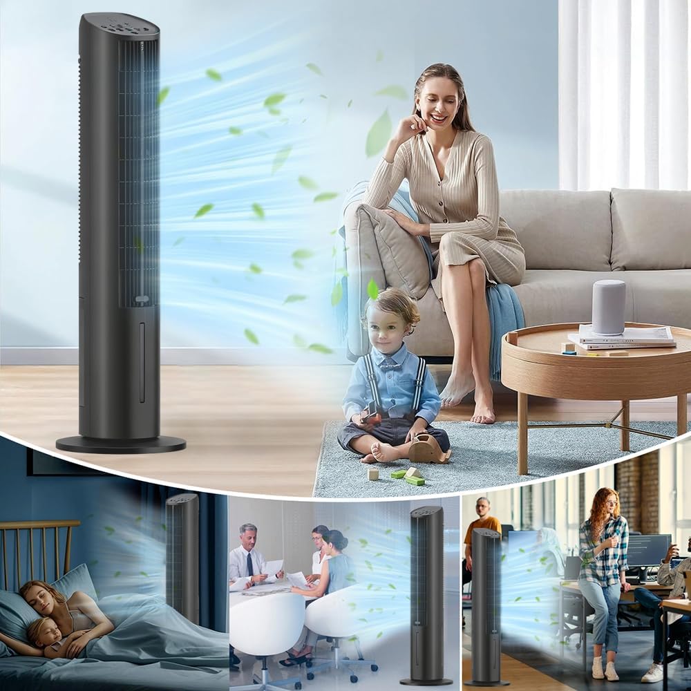 BELEAAD 3L Evaporative Air Cooler Tower Fan with 98cm Height, Black Size DEMO