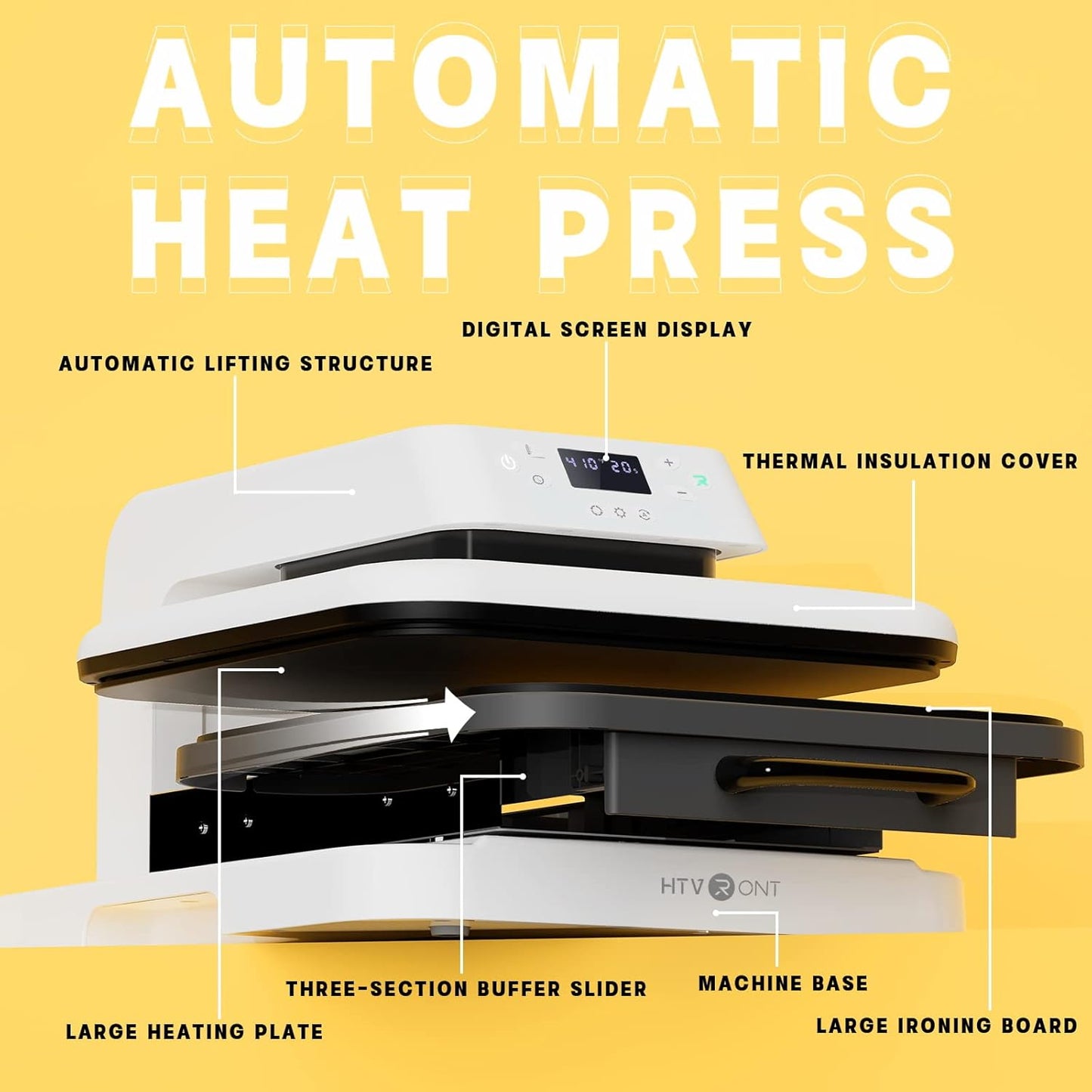 HTVRONT 15"x15" Smart Auto Heat Press Machine for T-Shirt Iron-On Transfers DEMO