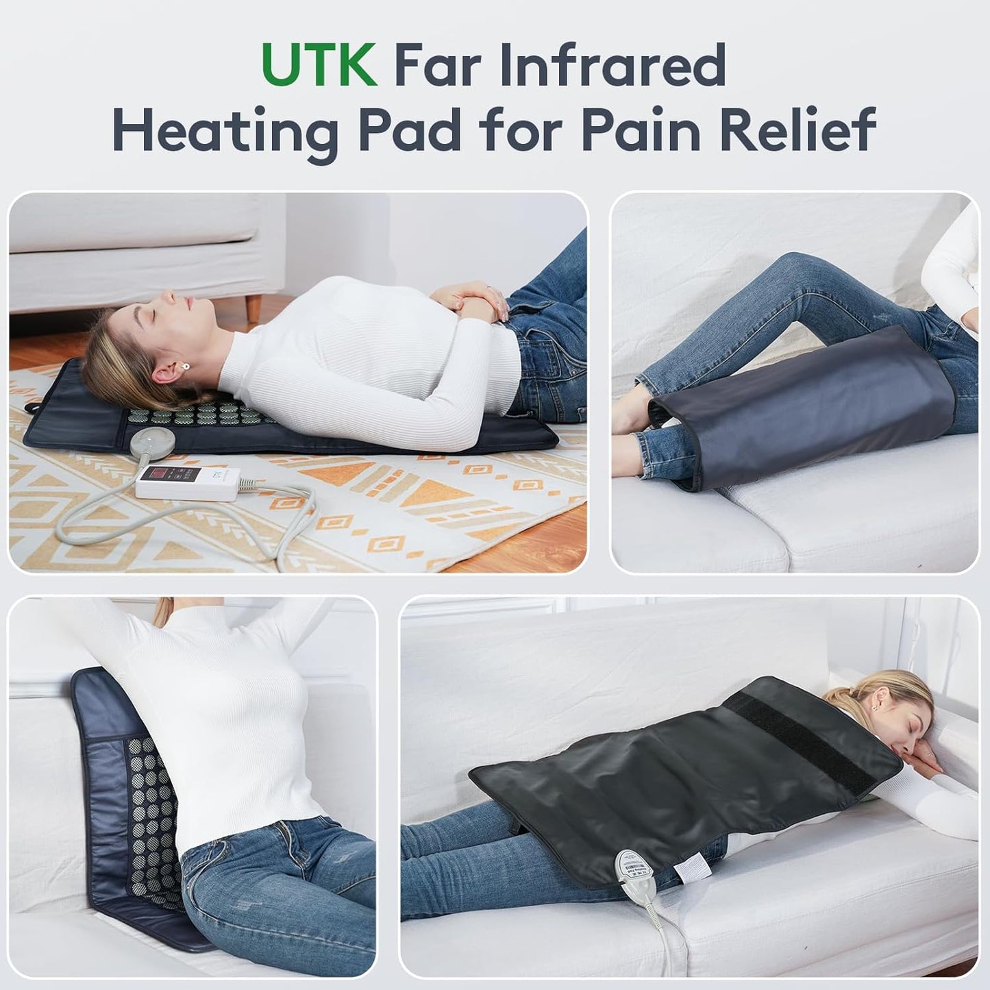 UTK Far Infrared Heating Pad with 153 Natural Jade Stones for Back Pain NEW