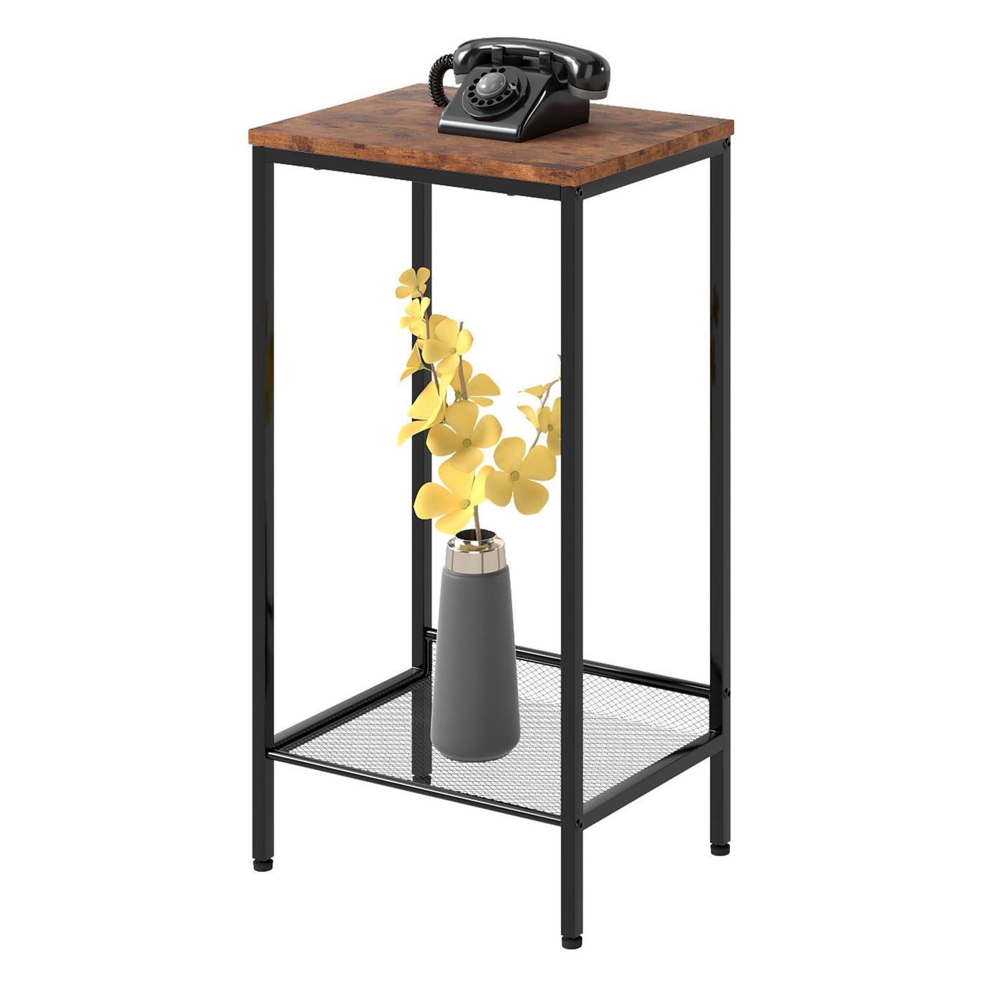 Levede Narrow End Tables End Table with Mesh Shelf 2-Tier Storage DEMO