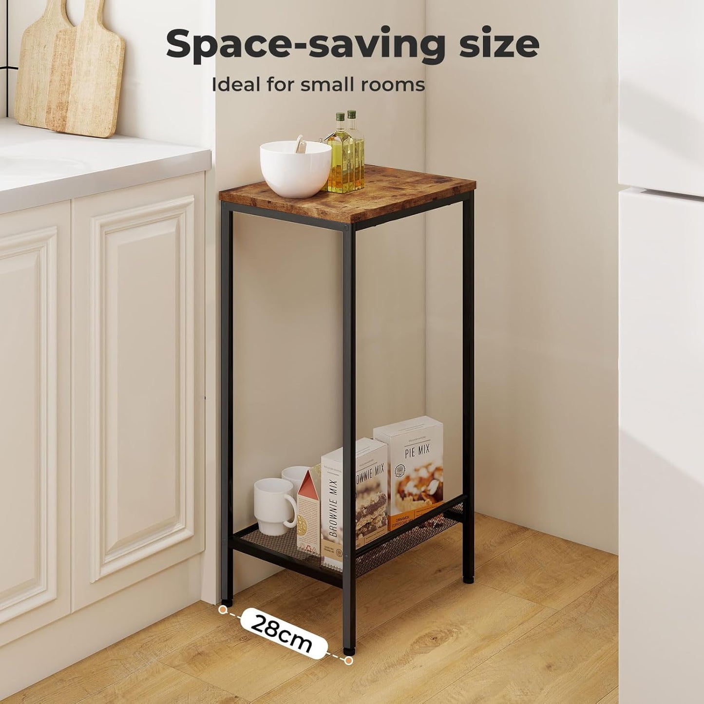Levede Narrow End Tables End Table with Mesh Shelf 2-Tier Storage DEMO