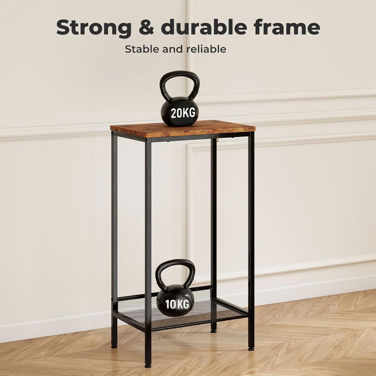 Levede Narrow End Tables End Table with Mesh Shelf 2-Tier Storage DEMO