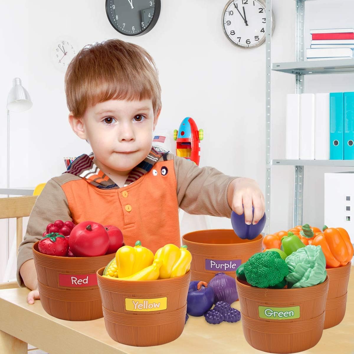 JIETENGFEI Small 5 Fruit & Vegetable Plastic Play Food Toy Set for Kids DEMO