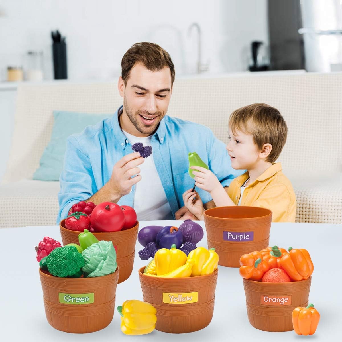JIETENGFEI Small 5 Fruit & Vegetable Plastic Play Food Toy Set for Kids DEMO