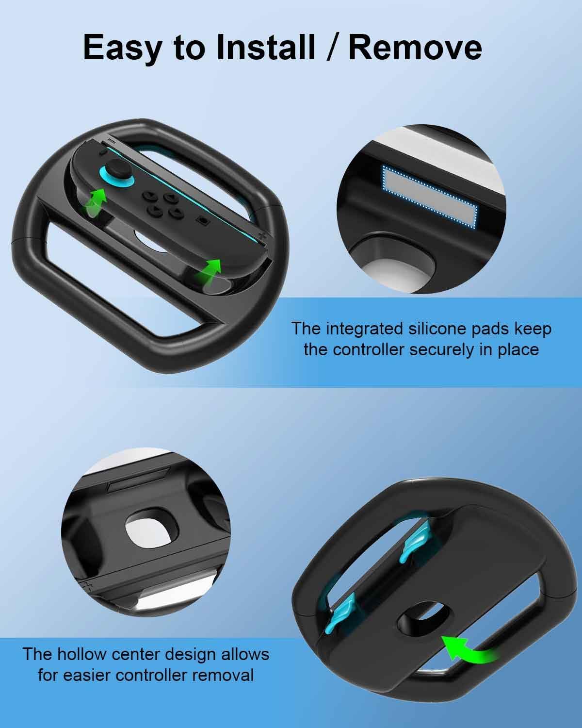 T Tersely Ergonomic Steering Wheel Grip for Nintendo Switch Controllers NEW