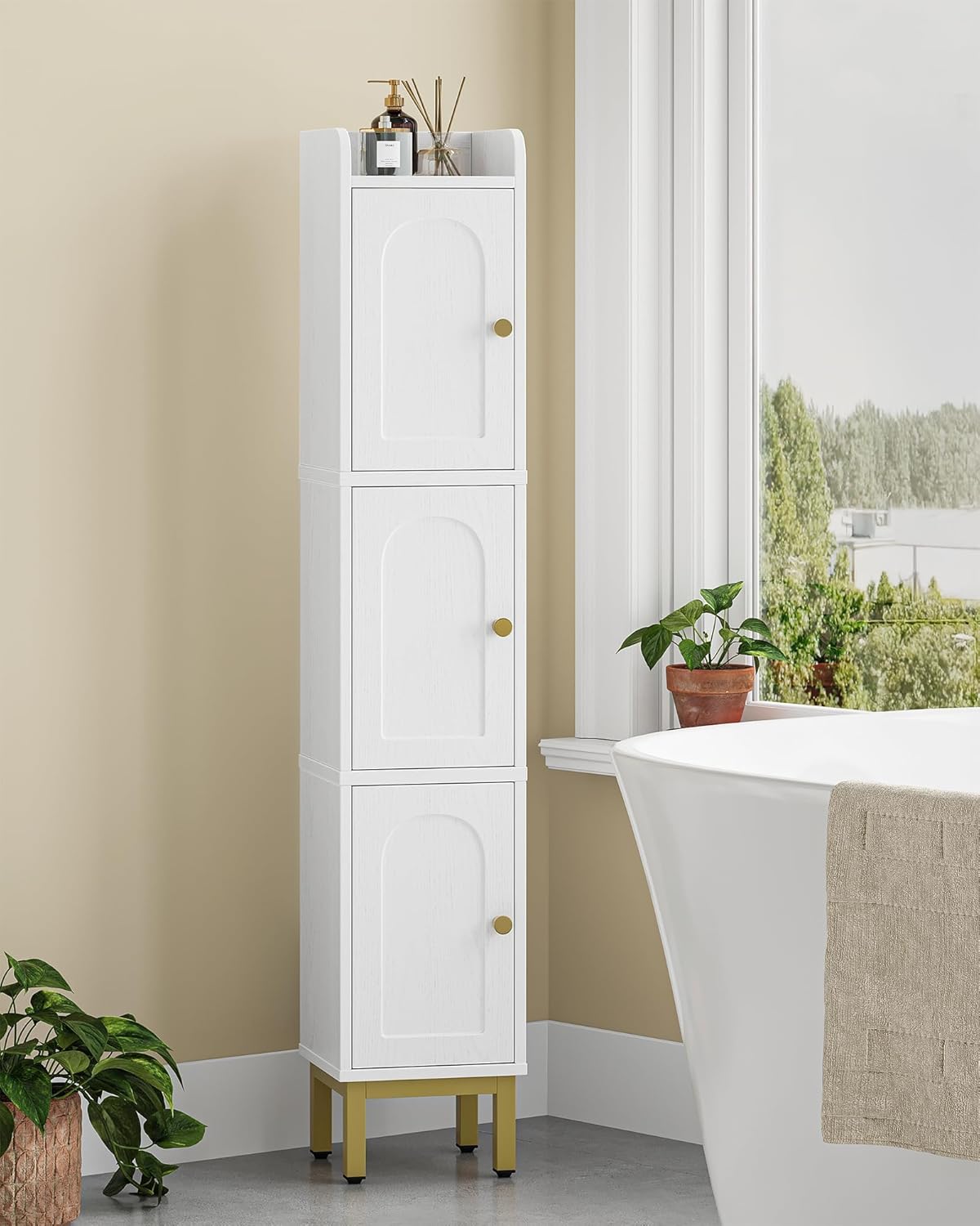 Hzuaneri Slim Floor Cabinets Bathroom Storage Cabinet Narrow Organizer DEMO