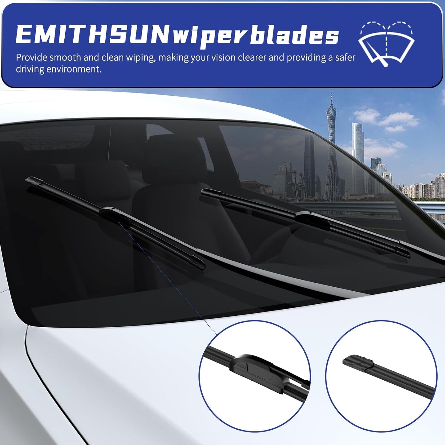 EMITHSUN 26" + 18" Premium All-Seasons Durable Quiet Windshield Wiper DEMO