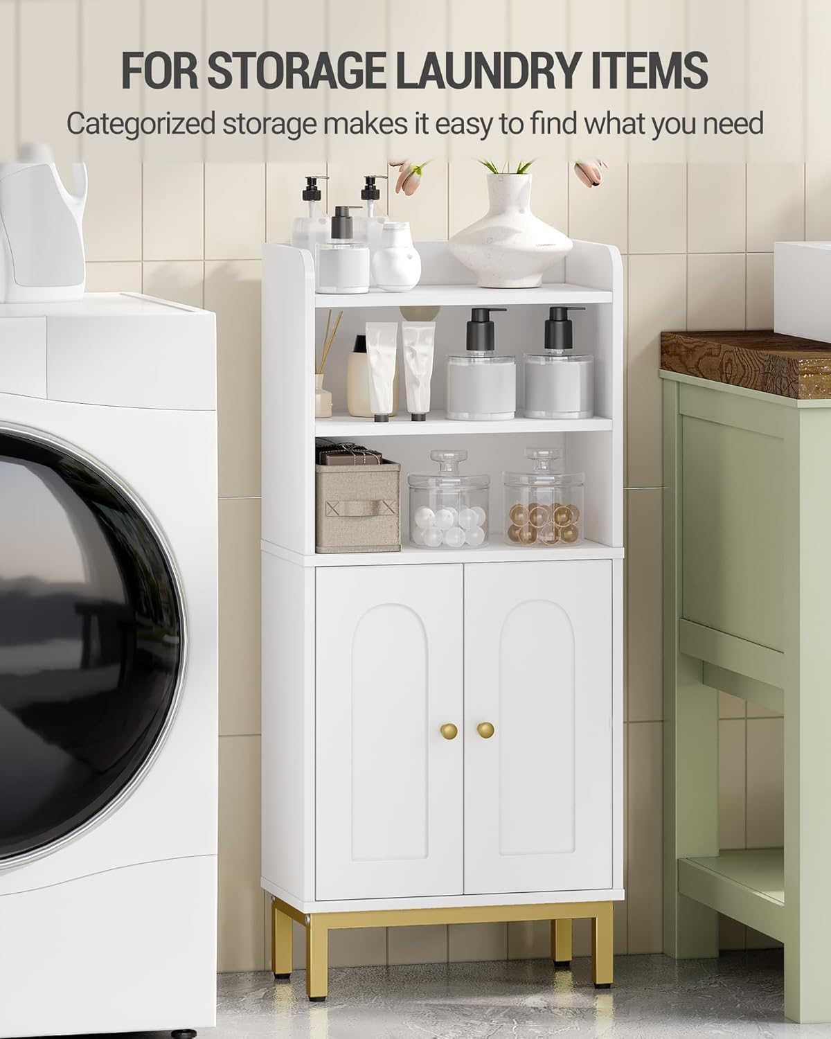 Hzuaneri Slim Floor Cabinets Bathroom Storage Cabinet Narrow Organizer DEMO