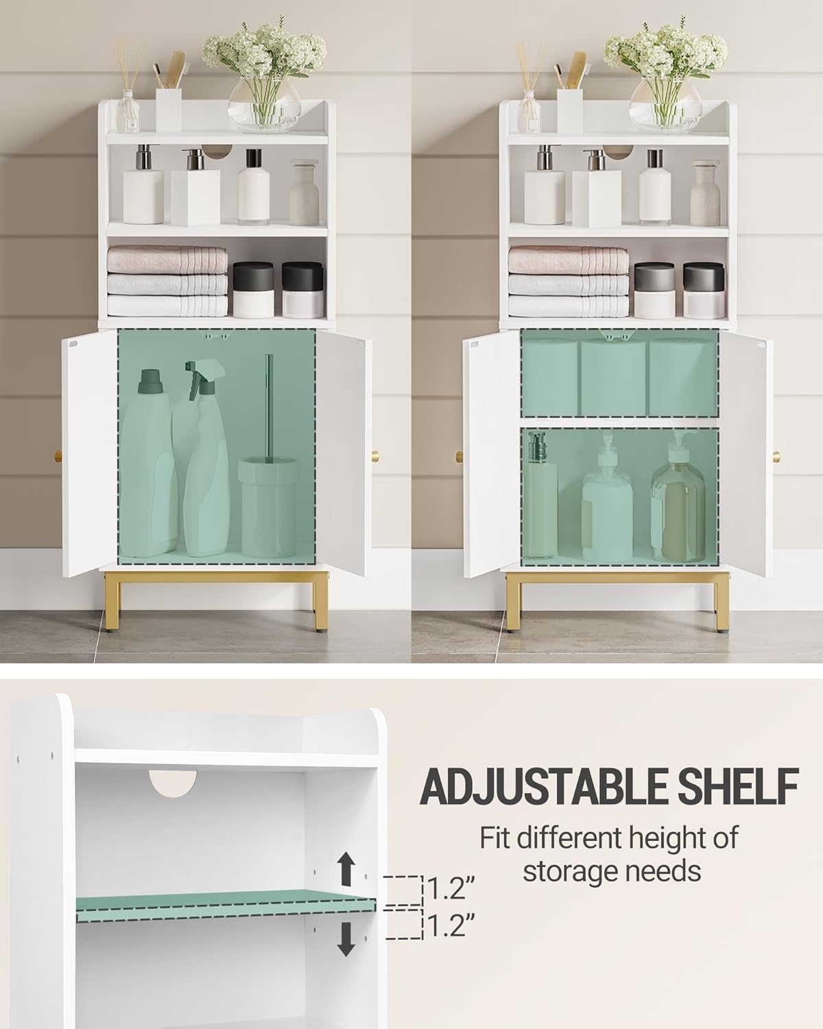 Hzuaneri Slim Floor Cabinets Bathroom Storage Cabinet Narrow Organizer DEMO