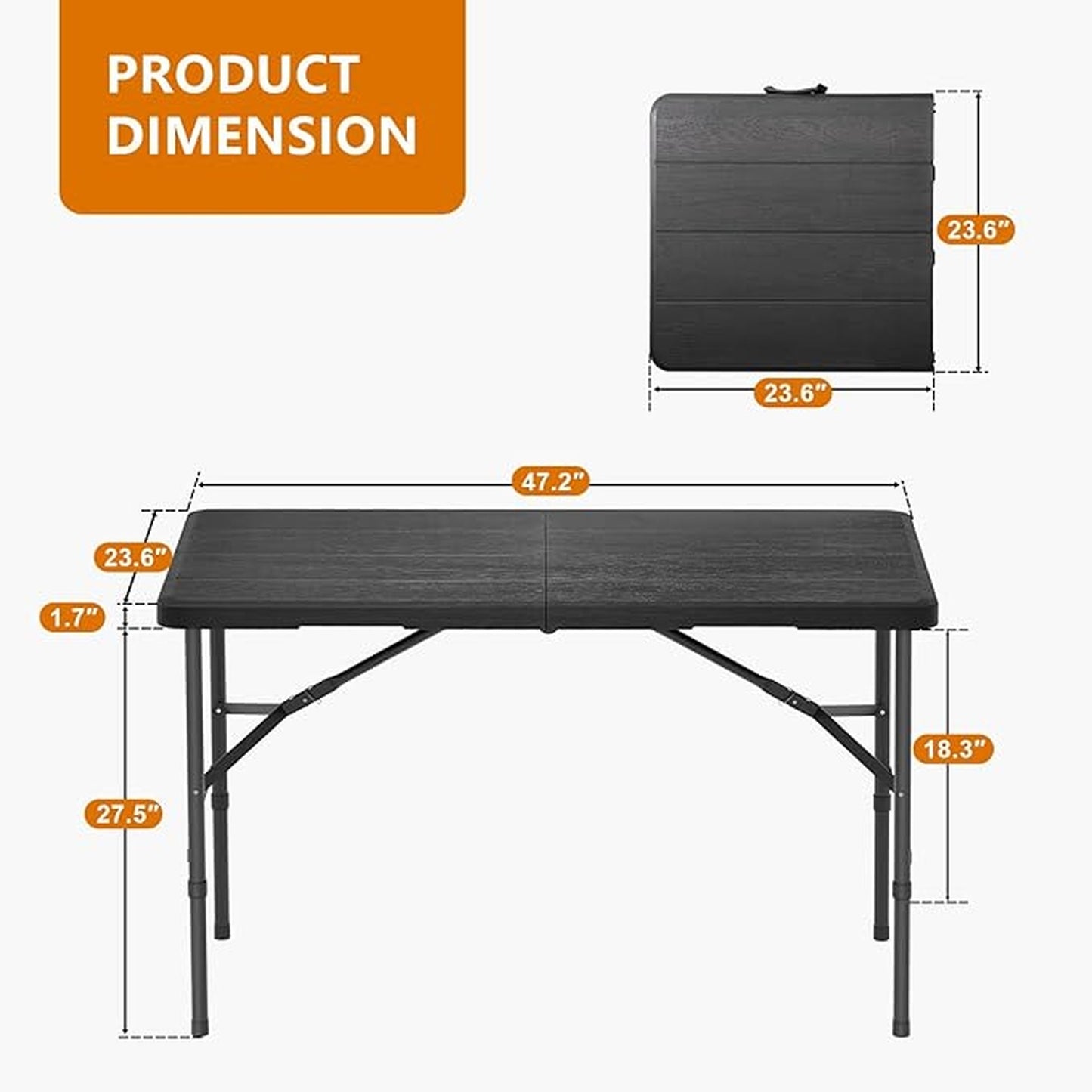 Hsundries Folding Table Heavy Duty Plastic Portable Indoor Outdoor 350lbs NEW