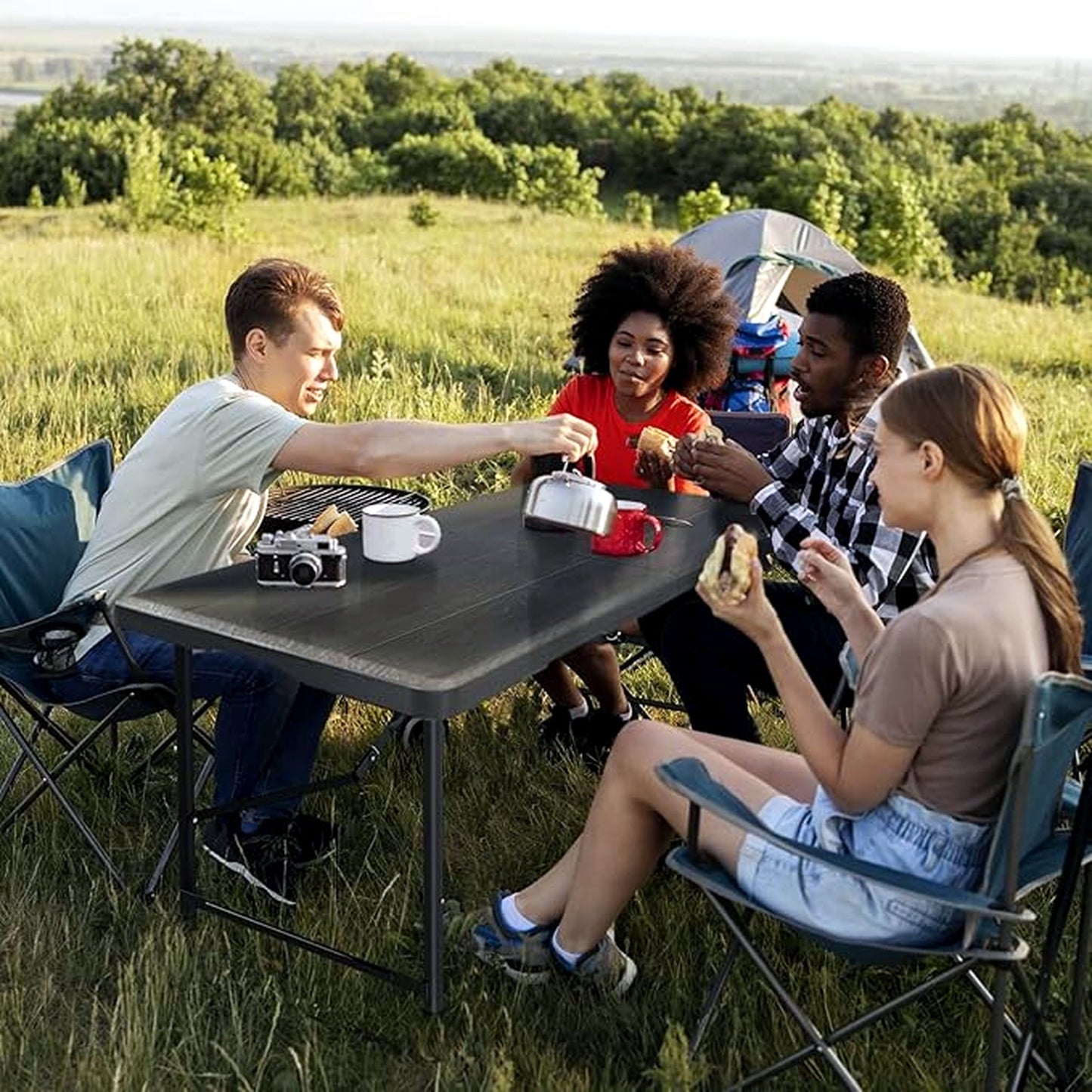 Hsundries Folding Table Heavy Duty Plastic Portable Indoor Outdoor 350lbs NEW