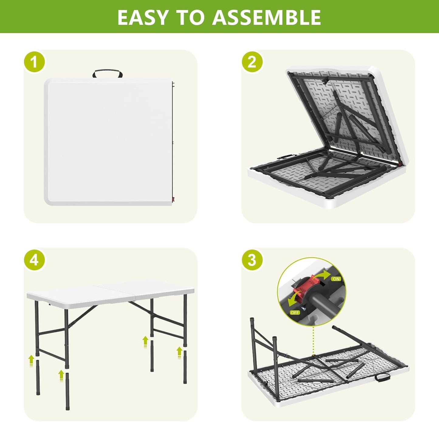 Hsundries Folding Table Heavy Duty Plastic Portable Indoor Outdoor 350lbs NEW