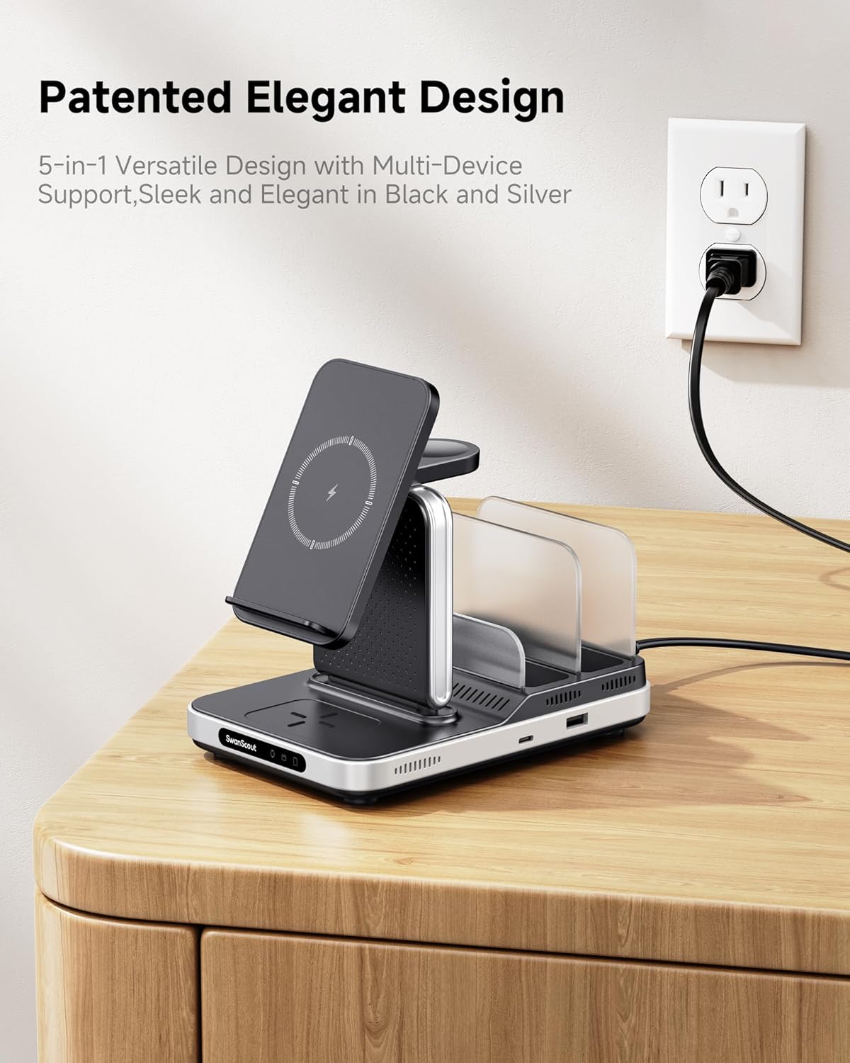 SwanScout 5-in-1 Induction Chargers Wireless Charging Station for Multiple NEW