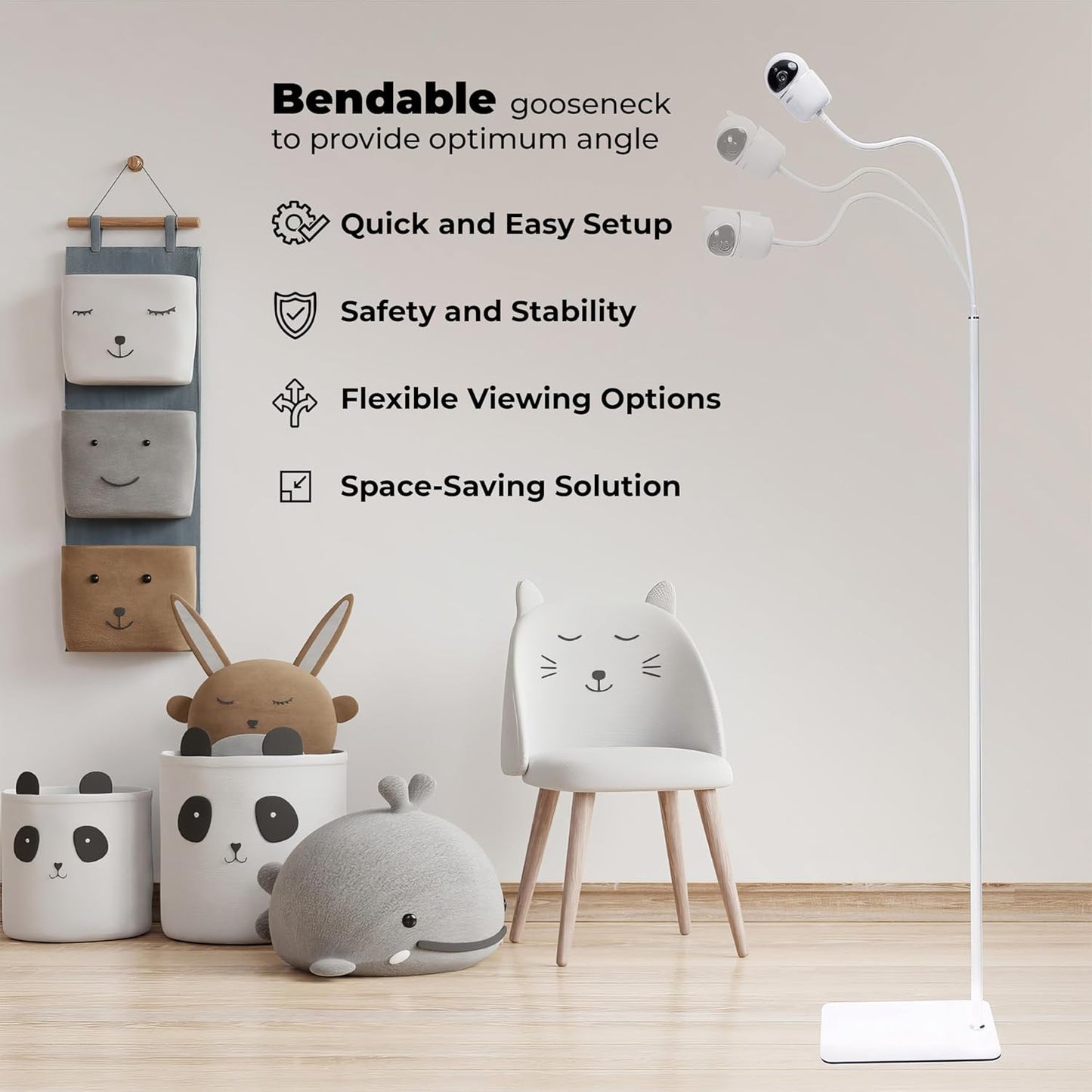 goozie Adjustable White Baby Monitor Floor Stand Holder for Nursery NEW