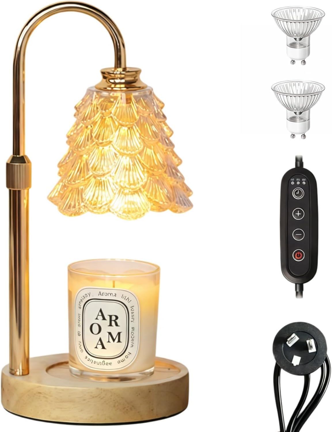 Lullaxx Yellow Table Candle Warmer Lamp with Timer and Dimming for NEW