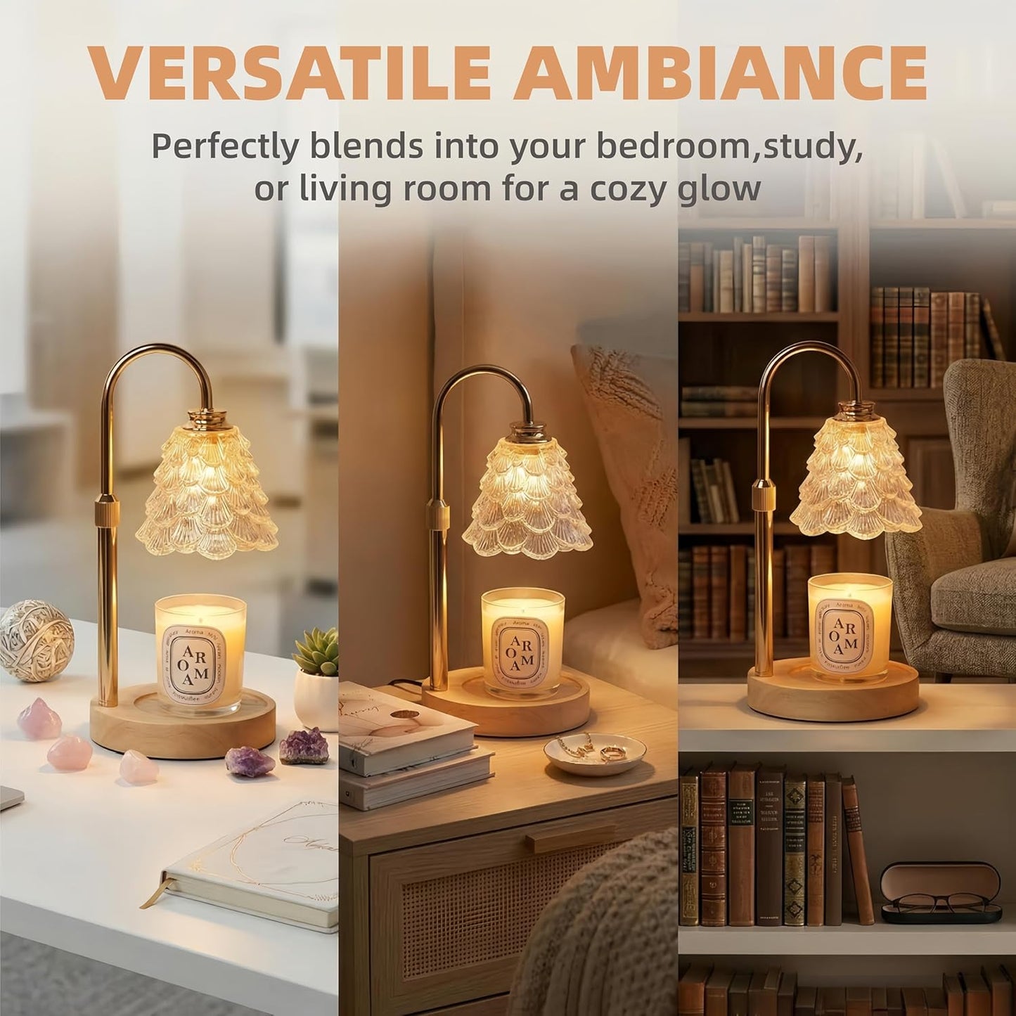 Lullaxx Yellow Table Candle Warmer Lamp with Timer and Dimming for NEW