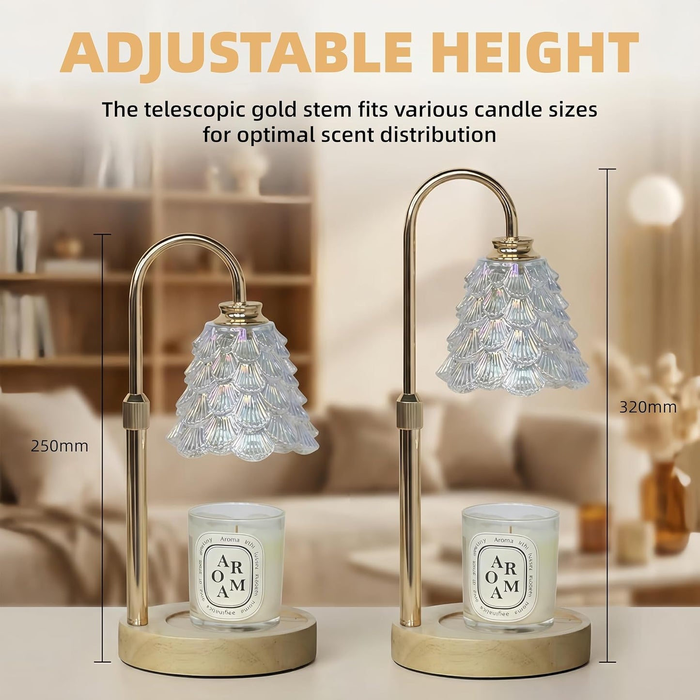 Lullaxx Yellow Table Candle Warmer Lamp with Timer and Dimming for NEW