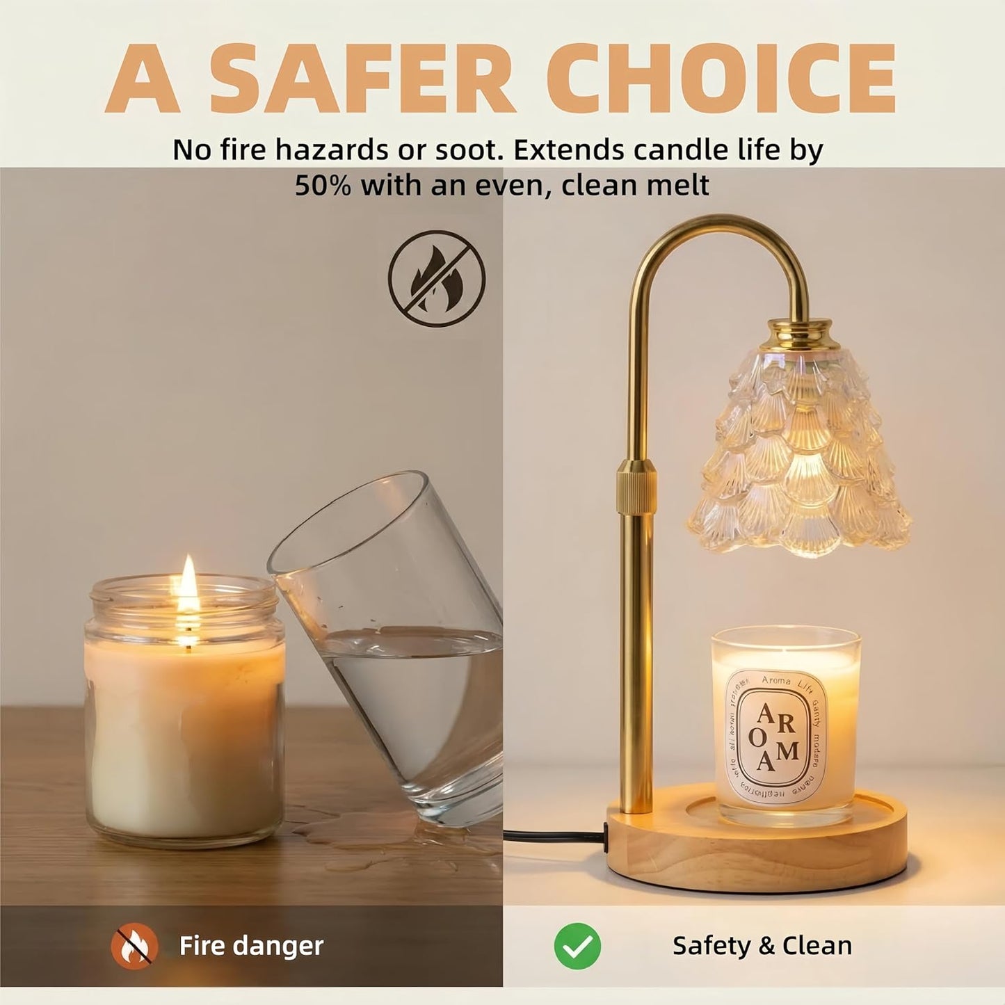 Lullaxx Yellow Table Candle Warmer Lamp with Timer and Dimming for NEW