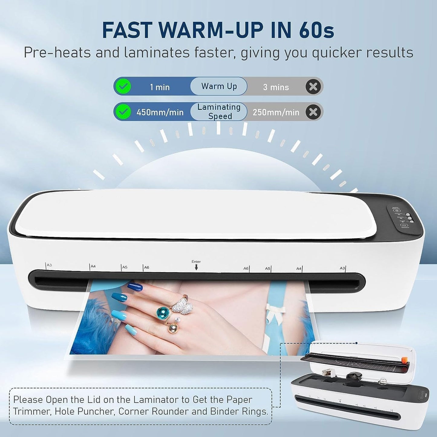 PFATURKHN A3 Thermal Laminator with Paper Trimmer Desktop Office Equipment DEMO