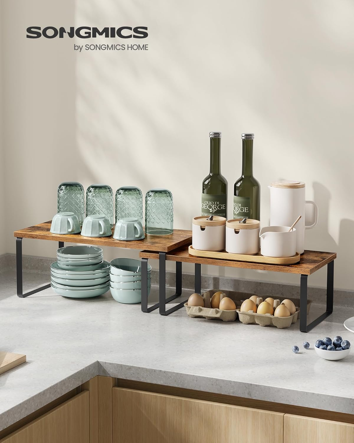 SONGMICS Kitchen Organizer Spice Rack Set of 2 Cupboard Storage Shelves DEMO