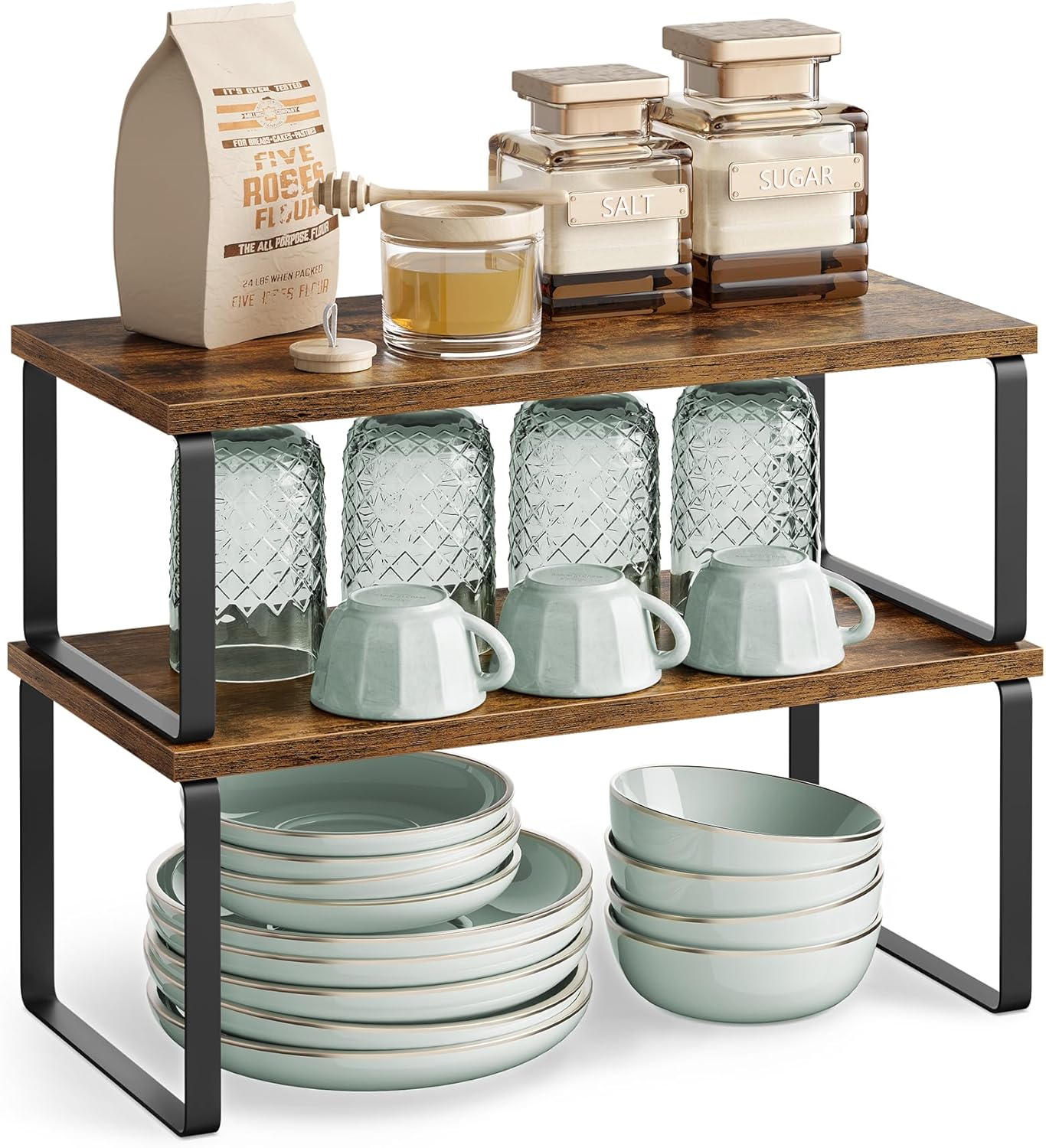 SONGMICS Kitchen Organizer Spice Rack Set of 2 Cupboard Storage Shelves DEMO