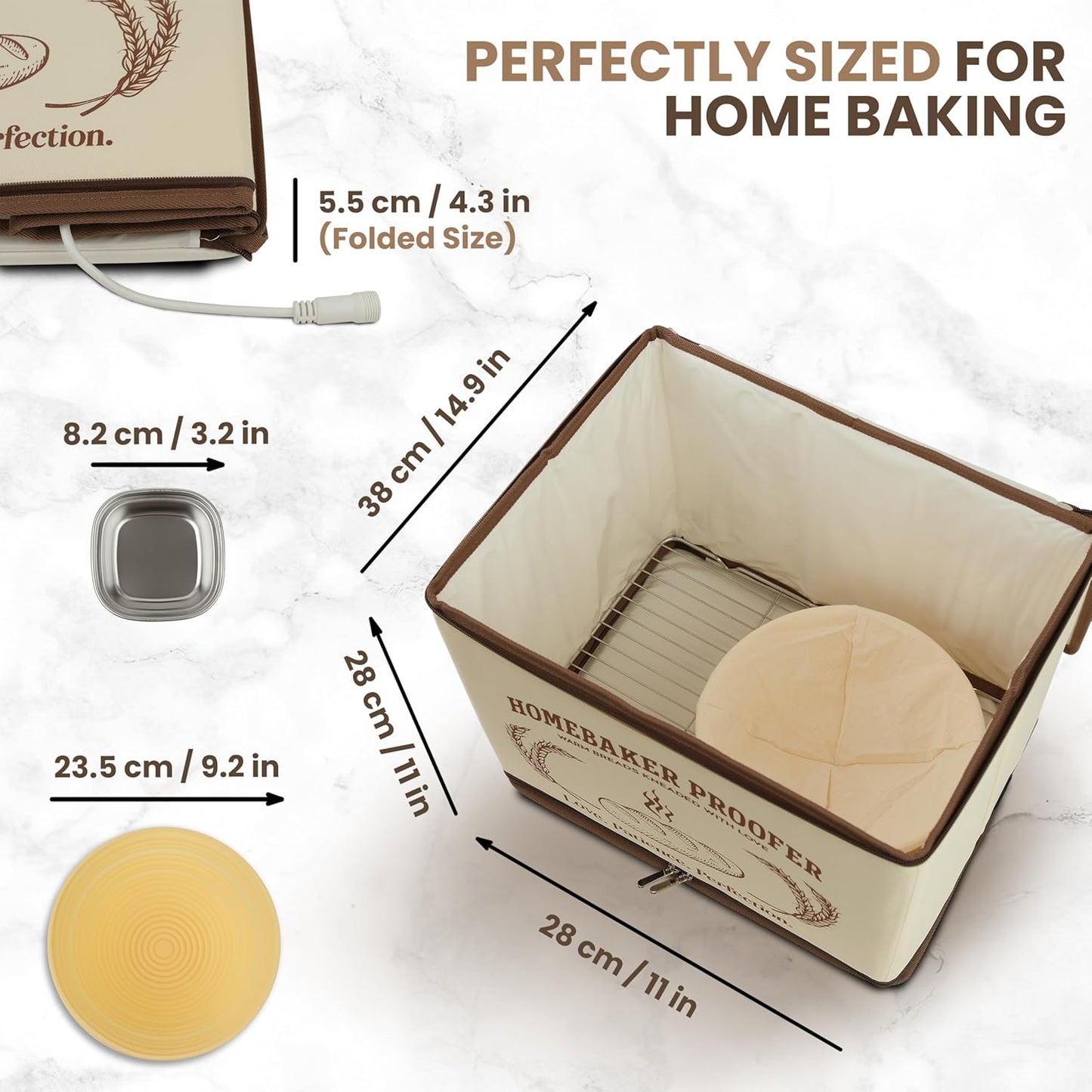 Ironroo Insulated Containers Heated Bread Proofing Box, Cream, 43 x 10.5 NEW