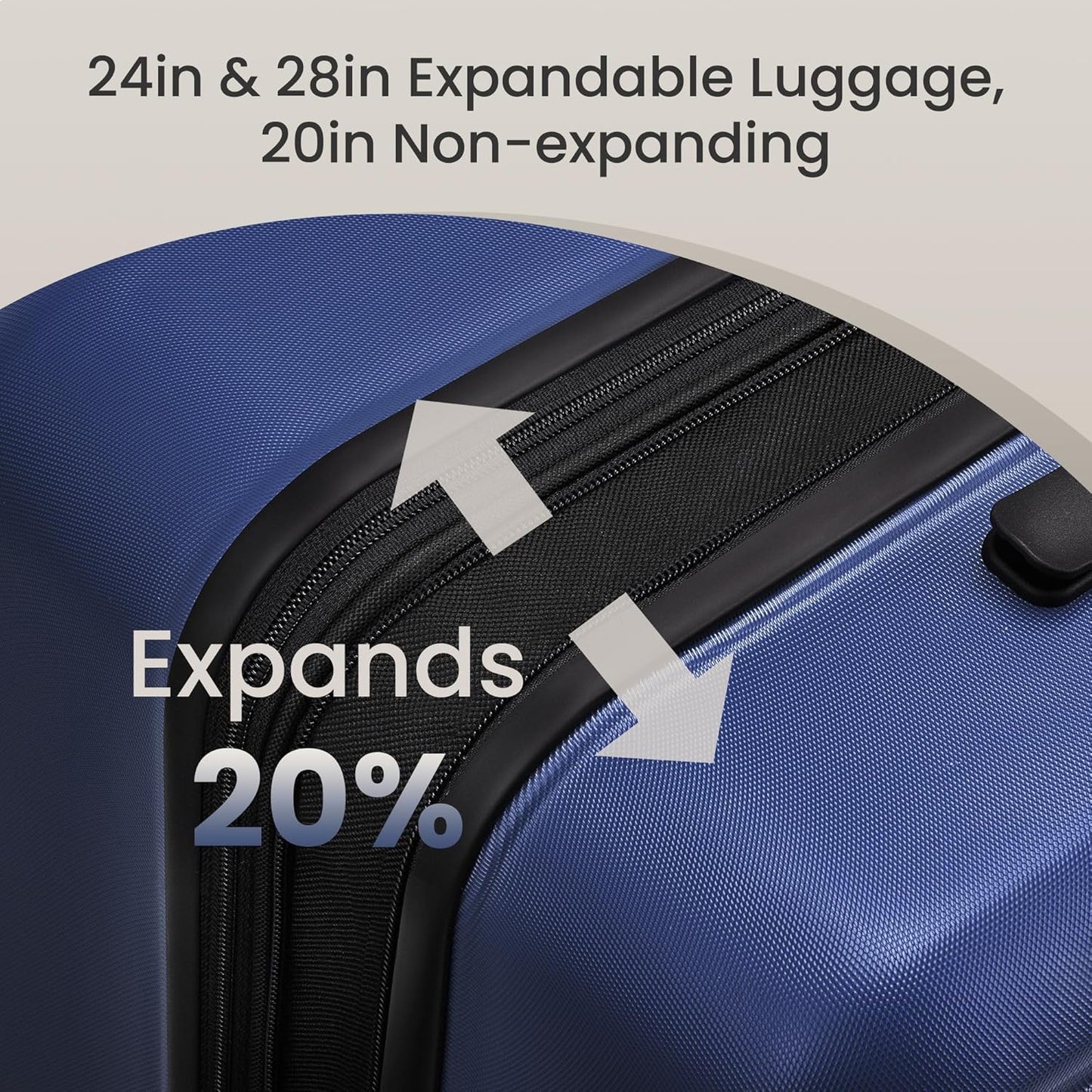 SHOWKOO Blue Hard Shell 3 Piece Expandable Polycarbonate Luggage Set NEW