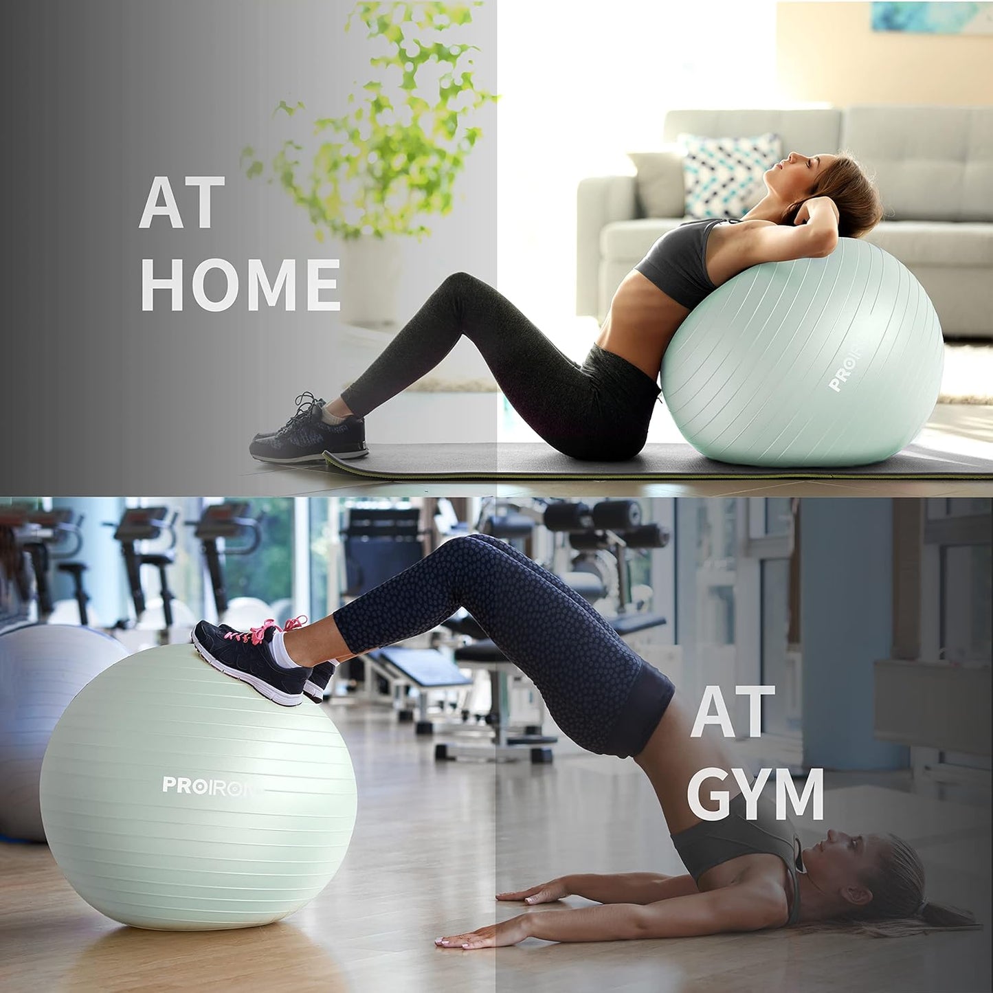 PROIRON Exercise Ball Anti-Burst Yoga Chair Slip Resistant Green Size 65cm DEMO