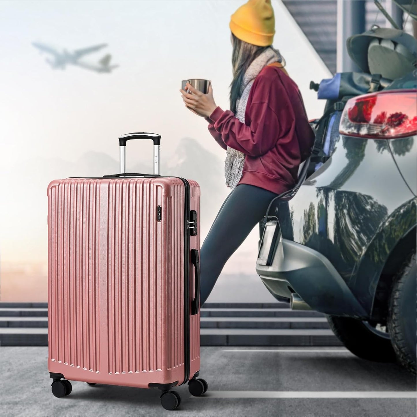 MAZAM 28" Suitcase with Trolley Travel TSA Approved Pink 360° Wheels DEMO