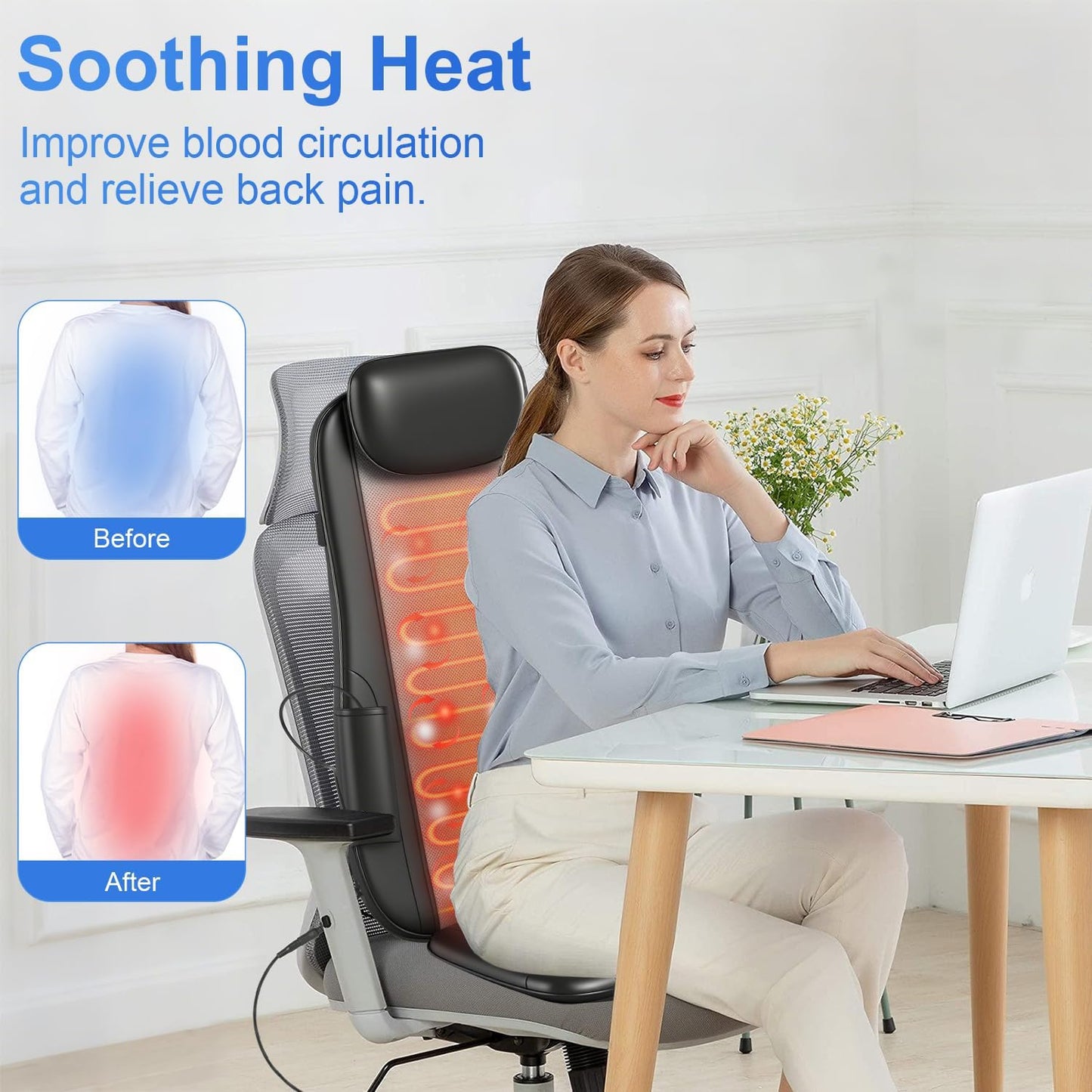 Kovizen Shiatsu Back Massager Cushion with Heat and Height Adjustment Black NEW