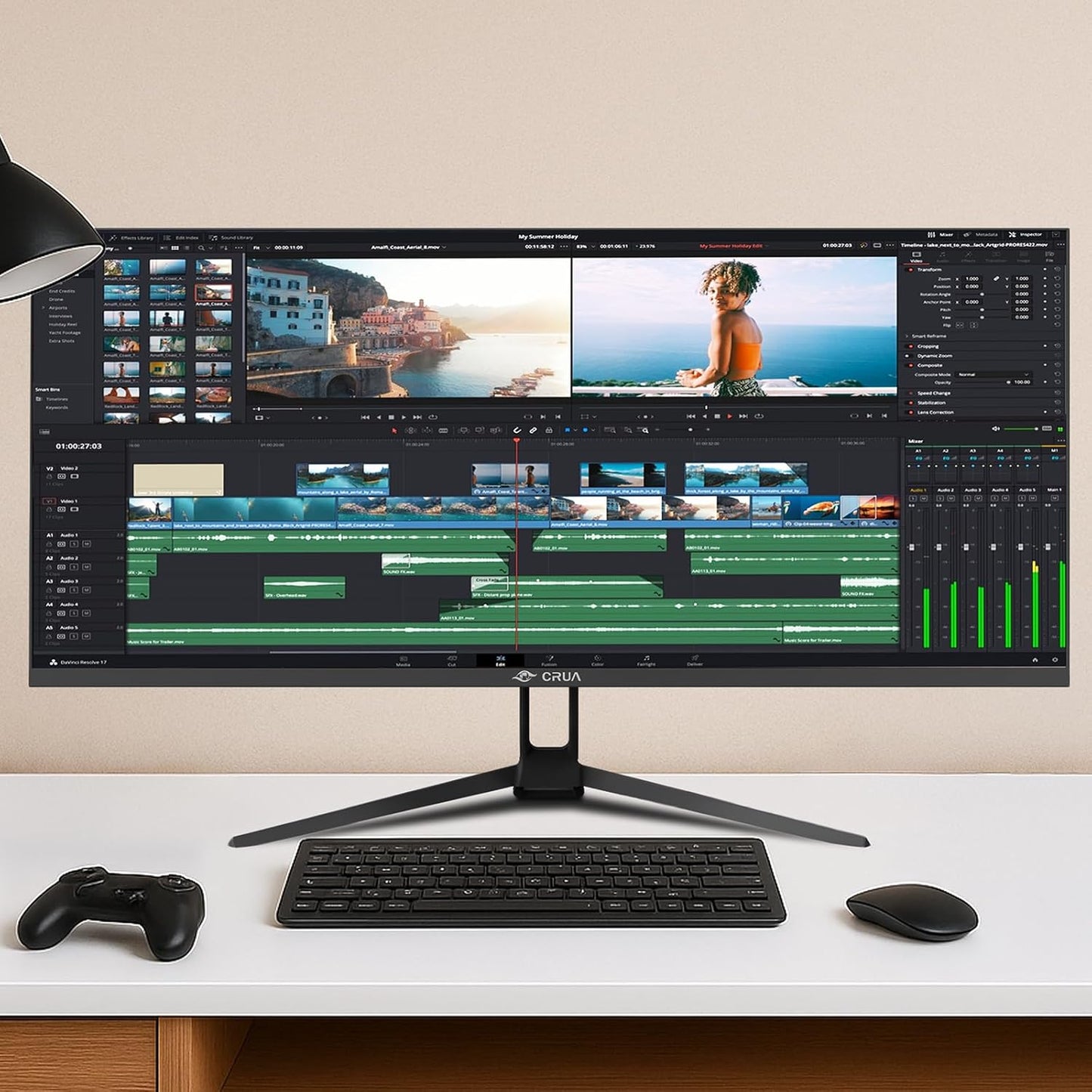 CRUA 34-Inch Monitors WQHD Ultrawide IPS Monitor with 3440x1440 DEMO
