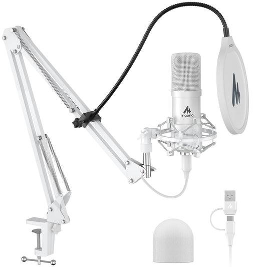 MAONO USB Condenser Microphone, 192kHz/24bit, Plug & Play, PC Podcast, DEMO