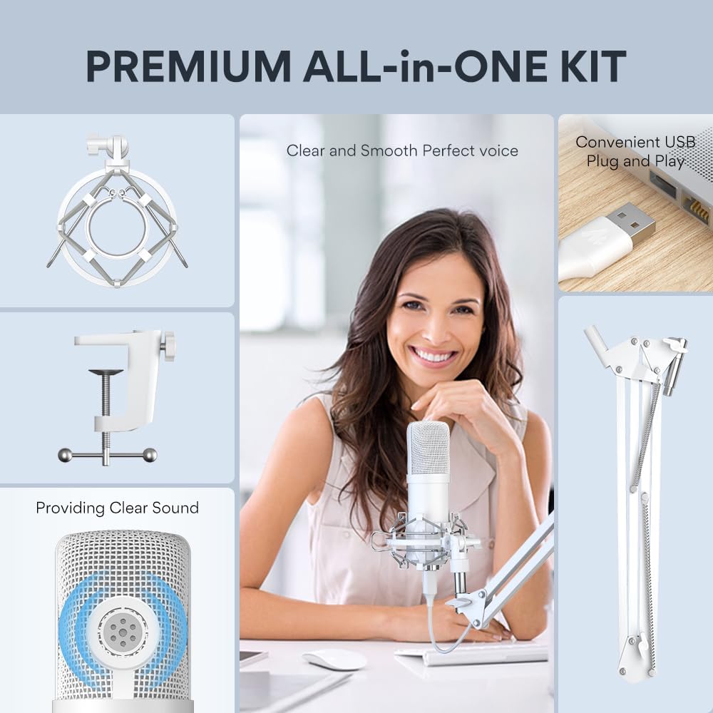 MAONO USB Condenser Microphone, 192kHz/24bit, Plug & Play, PC Podcast, DEMO