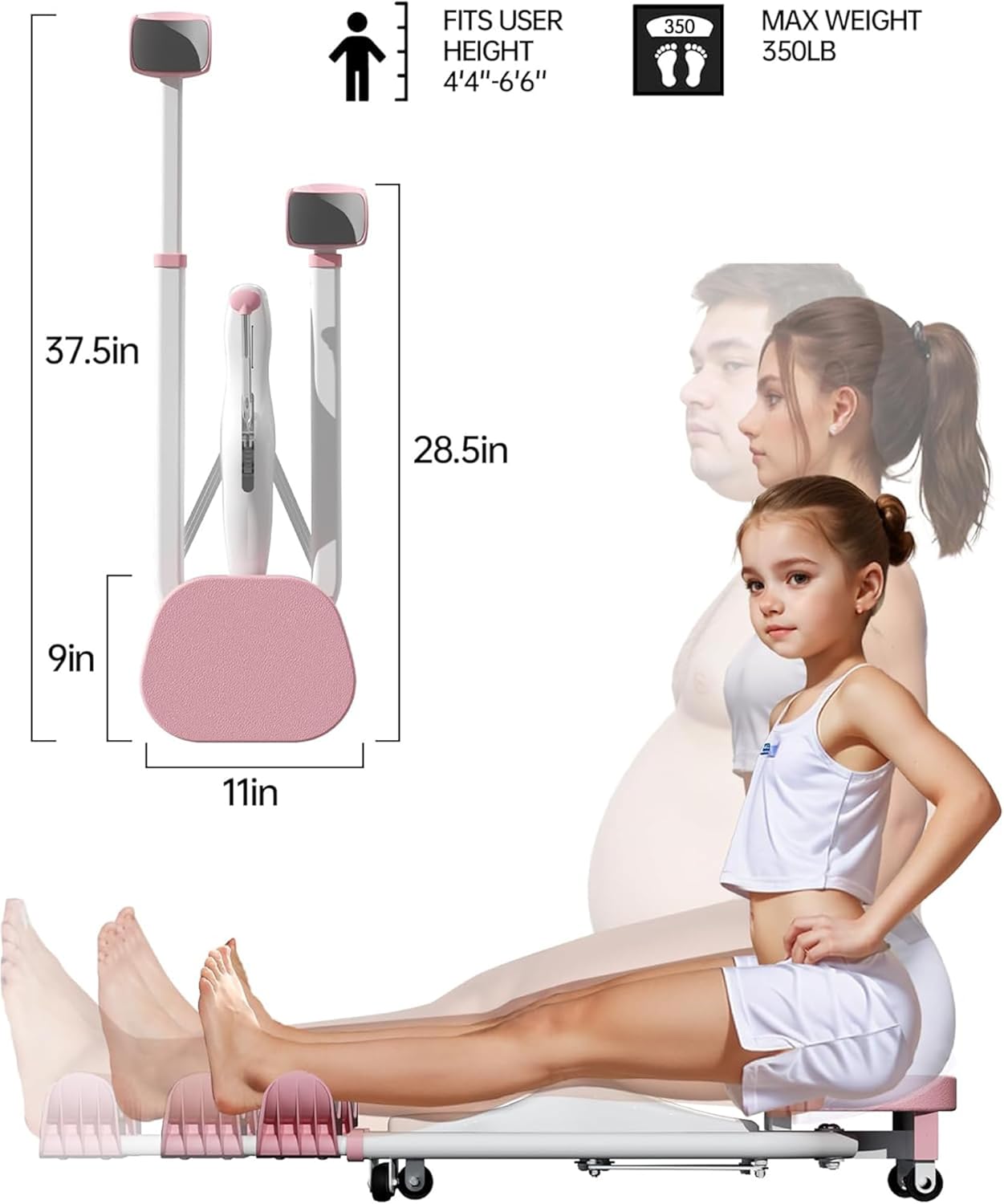 CHUCII Pink Weight Machines Leg Stretcher for Improved Flexibility and DEMO