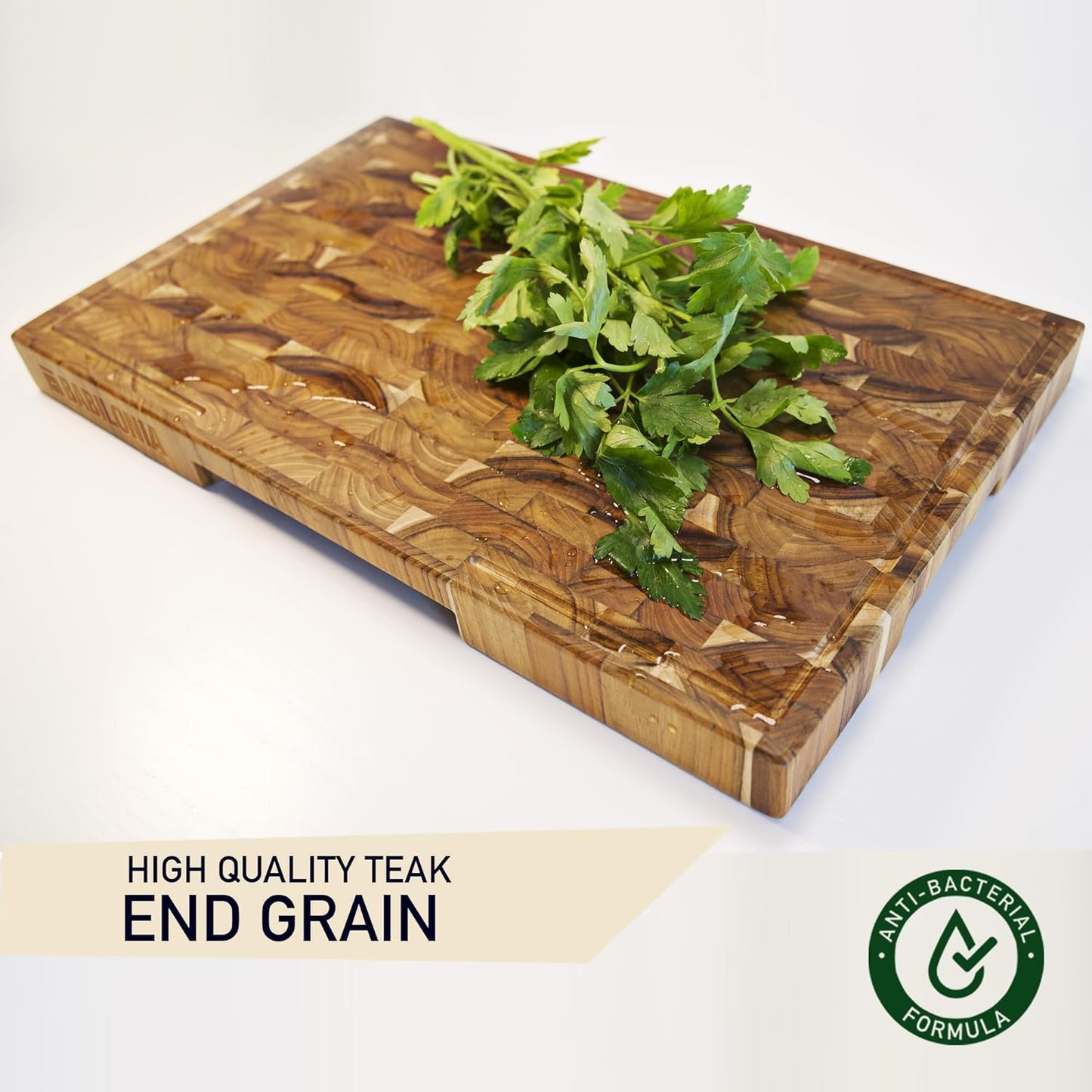 BABILONIA Teak Wood Chopping Board Extra Thick 1.7 Inch Butcher Block for NEW