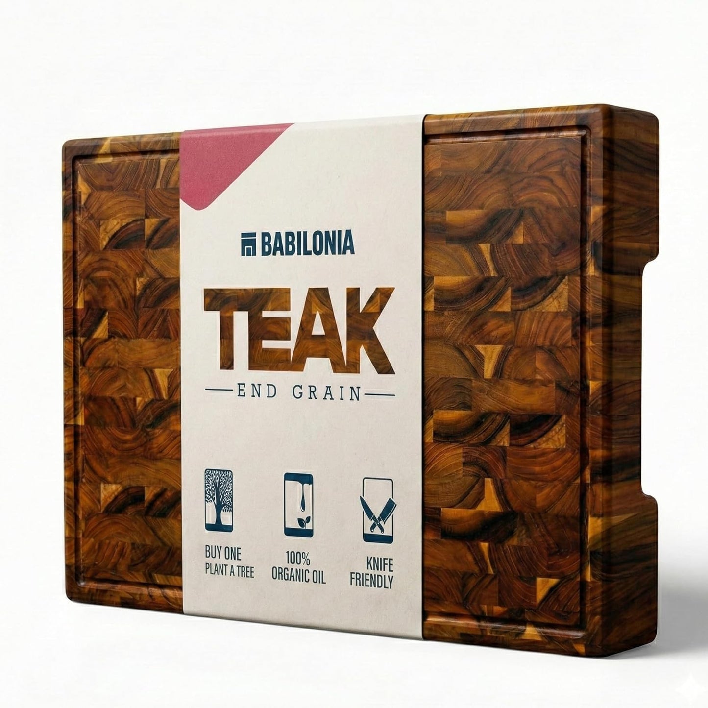 BABILONIA Teak Wood Chopping Board Extra Thick 1.7 Inch Butcher Block for NEW