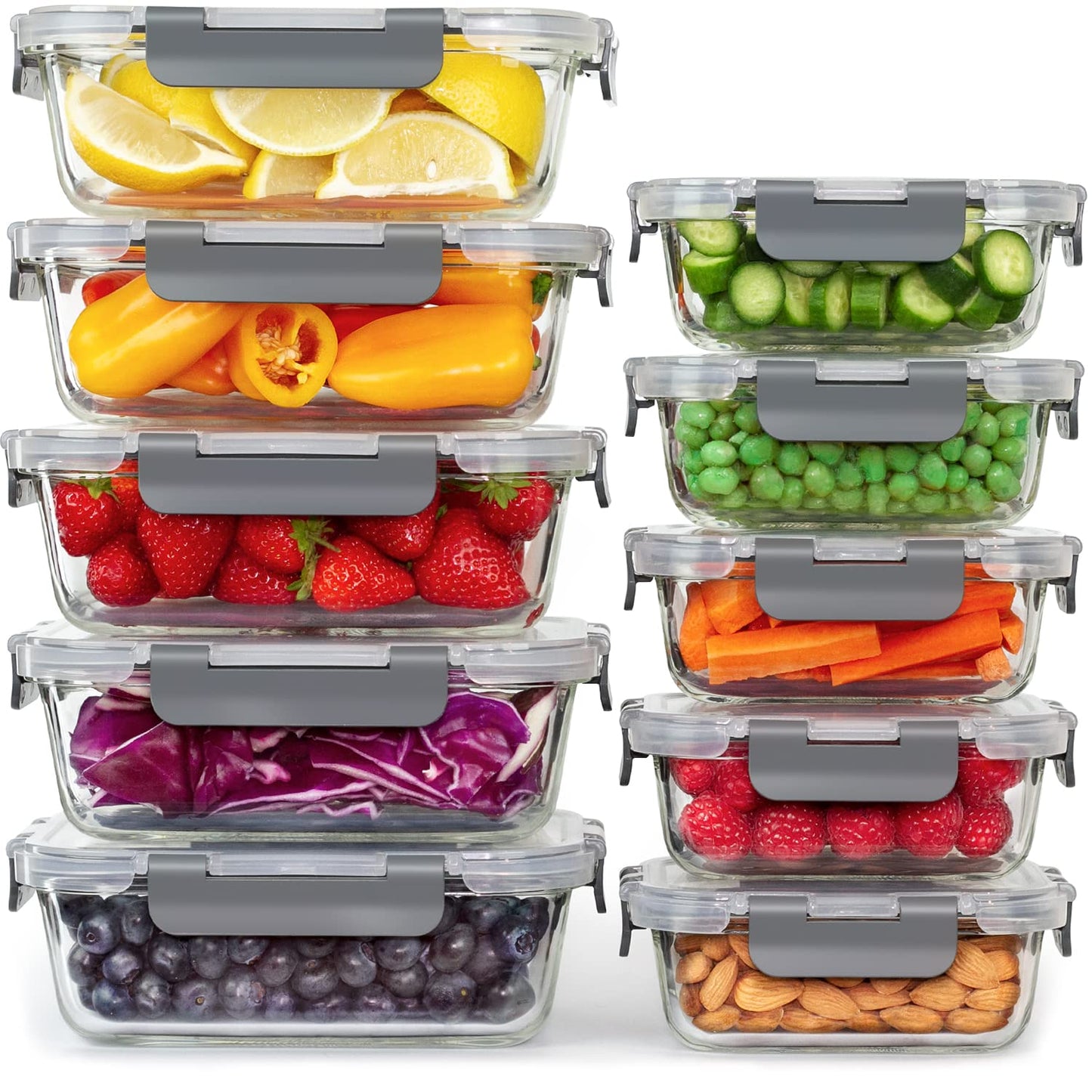 GOOD FOR Container Sets YOU Glass Food Storage Containers 10 Pack Meal Prep NEW