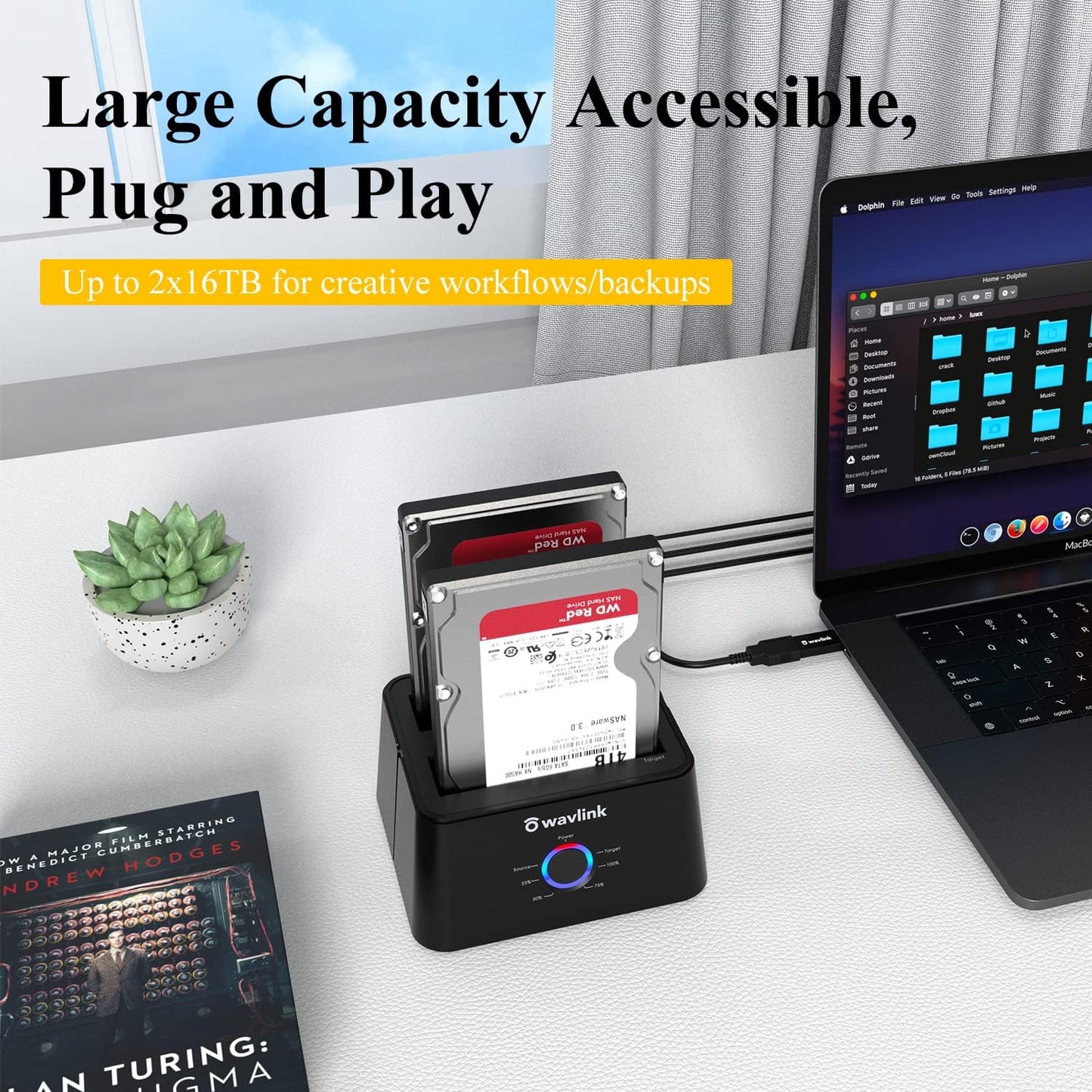 WAVLINK USB 3.0 Dual-Bay SATA Hard Drive Docking Station for 2.5 Inch HDD DEMO