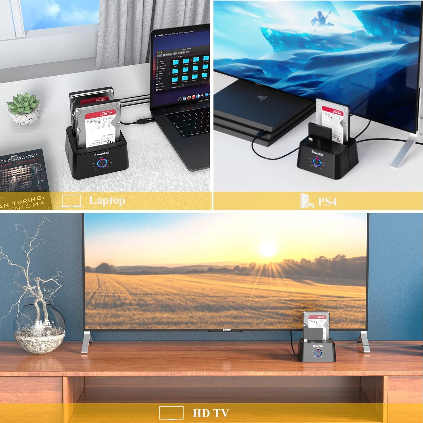 WAVLINK USB 3.0 Dual-Bay SATA Hard Drive Docking Station for 2.5 Inch HDD DEMO