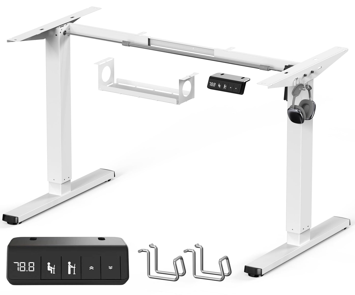 Xyndyx Height Desks Adjustable Standing Desk Frame, White, 1 Motor, DEMO