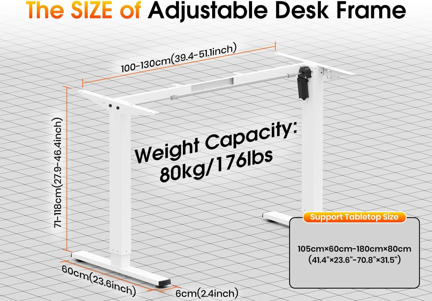 Xyndyx Height Desks Adjustable Standing Desk Frame, White, 1 Motor, DEMO