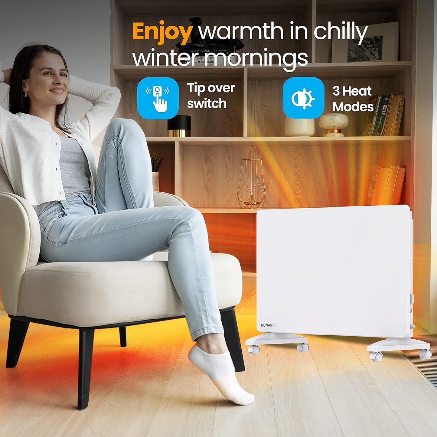 Bonaire 1000W Heating Smart WiFi Electric Panel Heater Touchscreen Display DEMO