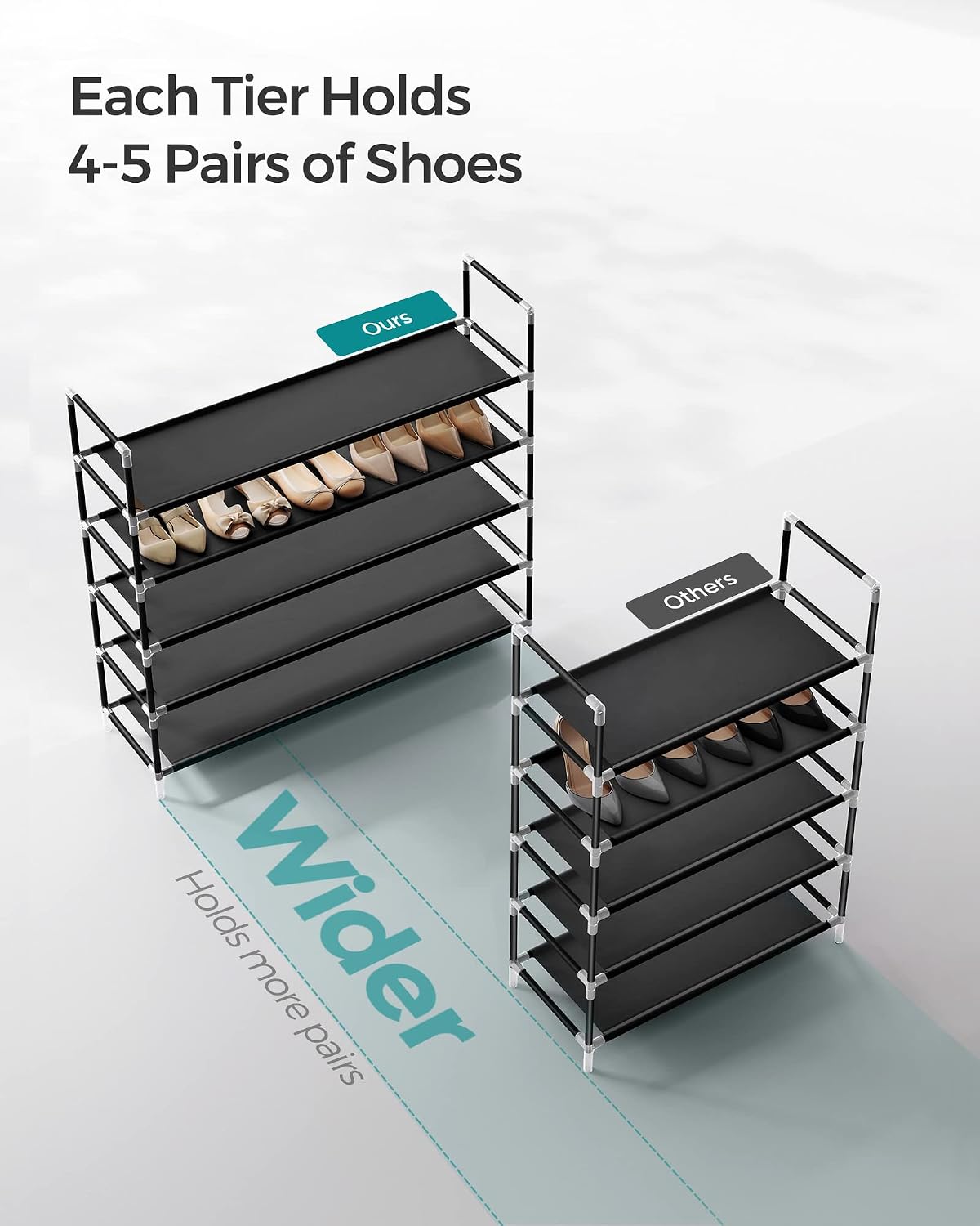 SONGMICS 5-Tier Free Standing Shoe Rack Storage Organiser Black DEMO