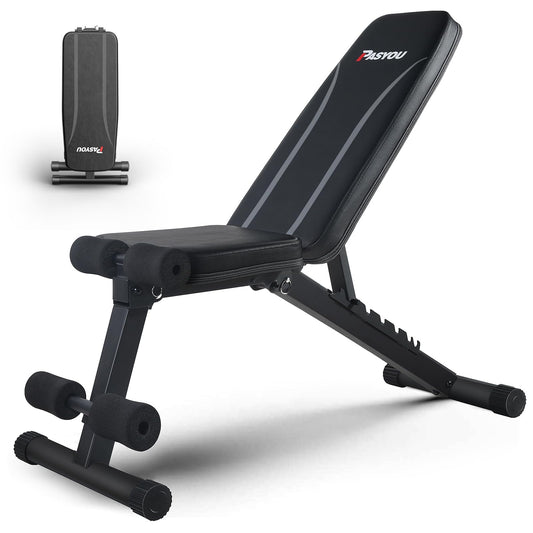 PASYOU Adjustable Weight Bench for Full Body Workout, Foldable Incline DEMO