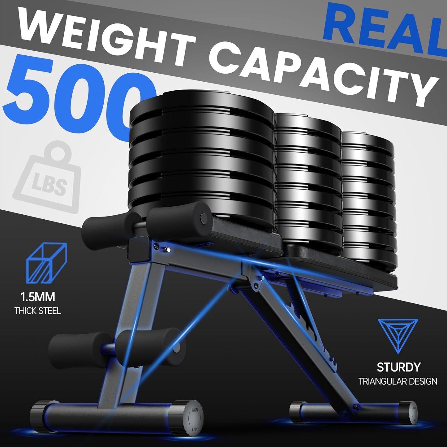 PASYOU Adjustable Weight Bench for Full Body Workout, Foldable Incline DEMO