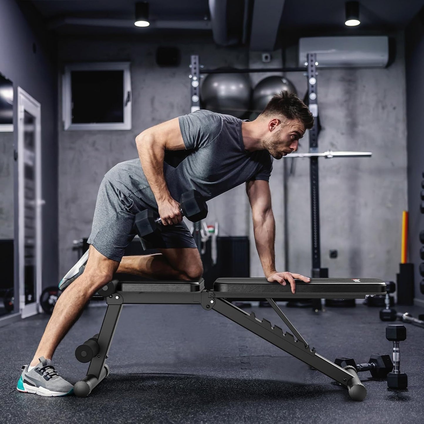PASYOU Adjustable Weight Bench for Full Body Workout, Foldable Incline DEMO